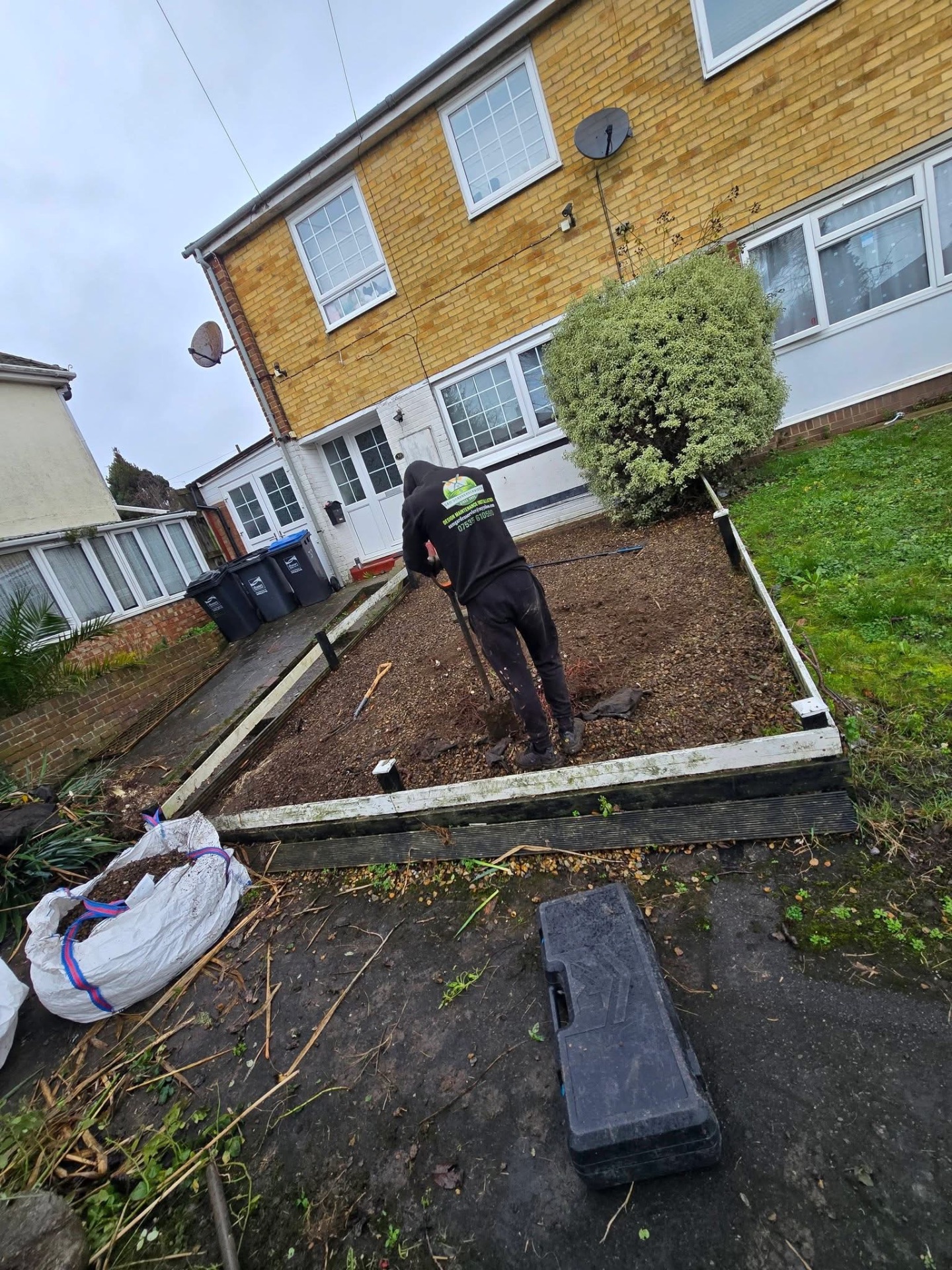 Front garden bed dug over and levelled ready for landscaping